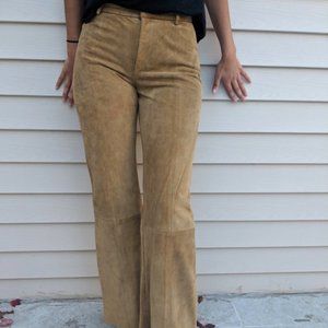 Banana Republic Suede flare wide leg tan pants